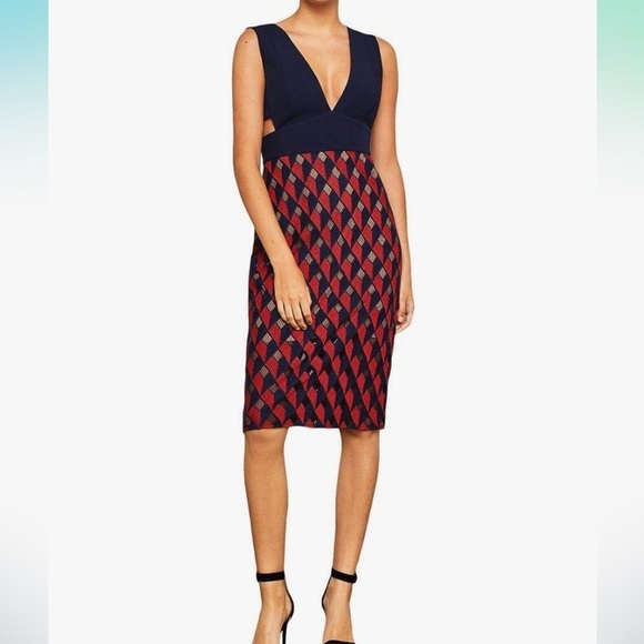 BCBG MaxAzria  Rosalina Woven V-Neck Peplum Dress Size 0 NWT - Picture 3 of 16